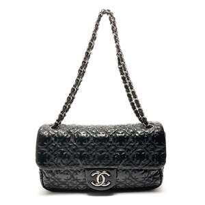 CHANEL 12 series 2008-2009 patent leather chain shoulder bag with Coco mark a...
